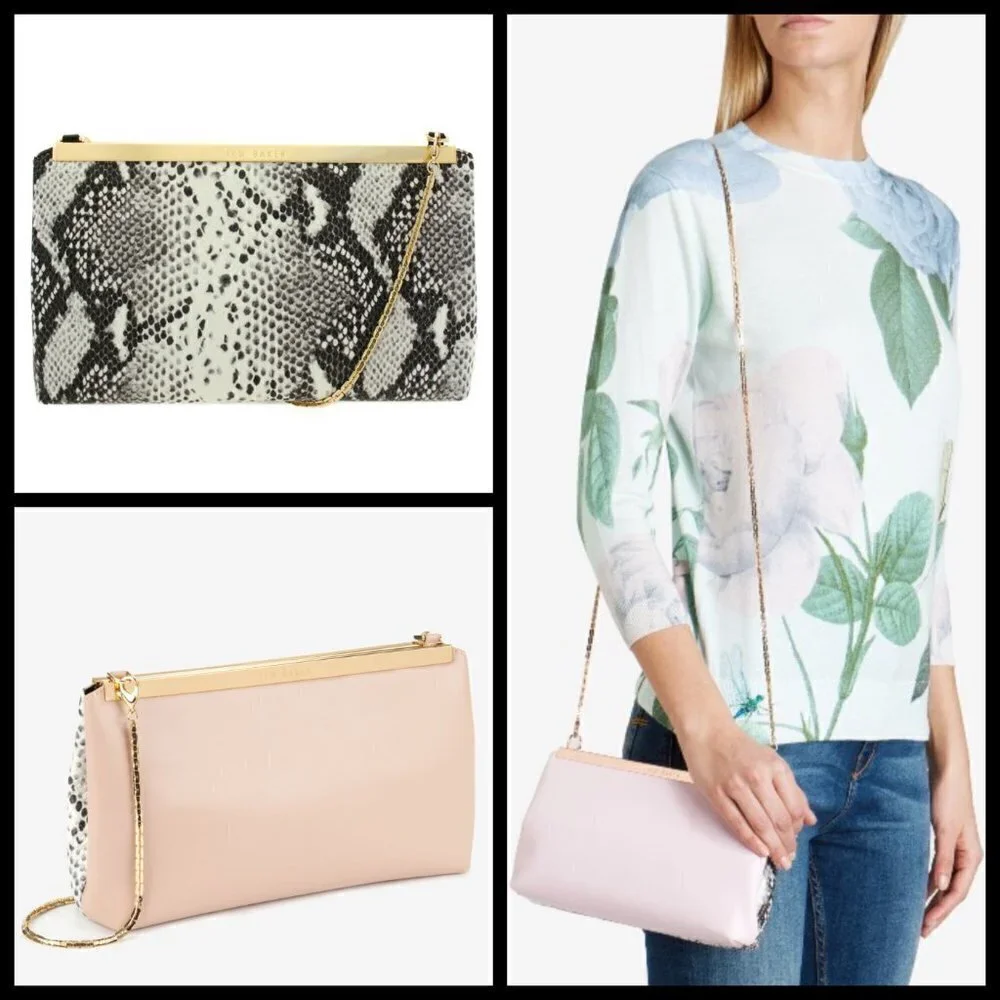 💕TED BAKER Reni Exotic Embossed Snakeskin Clutch
